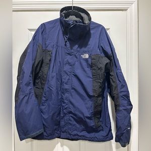 north face jacket large navy and black waterproof shell